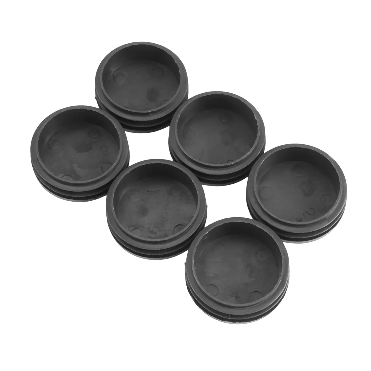 

6 x Black Plastic 50mm Dia Round Tubing Tube Insert Caps Covers