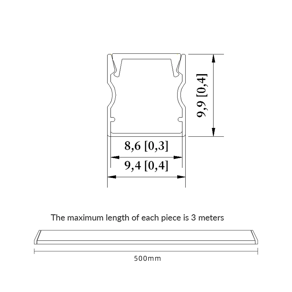 10*10mm 0.5m LED Aluminum Profile U Shape Channel for 5050 3528 5630 LED Strip Light Milky Cover Cabinet Closet Kitchen Lamp