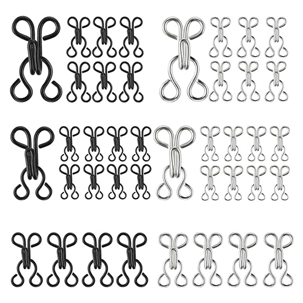 300 Sets of Sewing Hooks and Eyes Metal Sewing Hooks and Eyes Closure Fasteners for Clothes Hooks Skirt Buttons Coat Bracelets