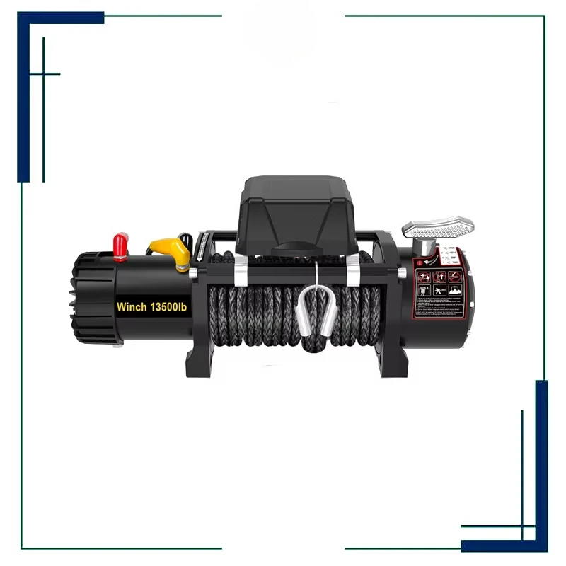 Electric Winch 12V Synthetic Rope Truck Trailer Towing OffRoad Powerful Motor Truck Trailer Towing Electric Winch