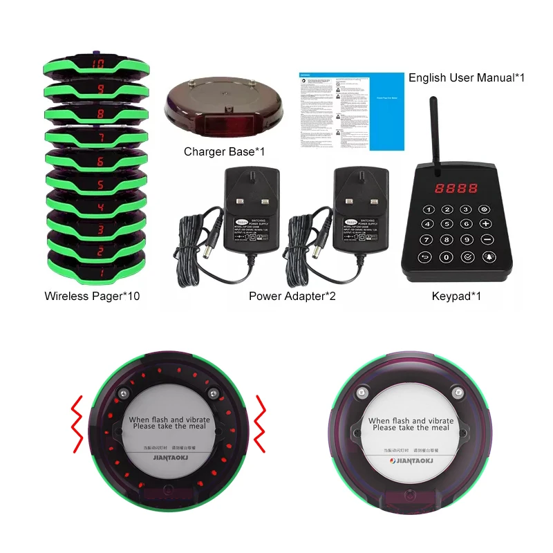 

Long Range Wireless Waiter Buzzer Call System Vibrating Coaster Pager for Hotel Restaurant Coffee Shop Food Truck