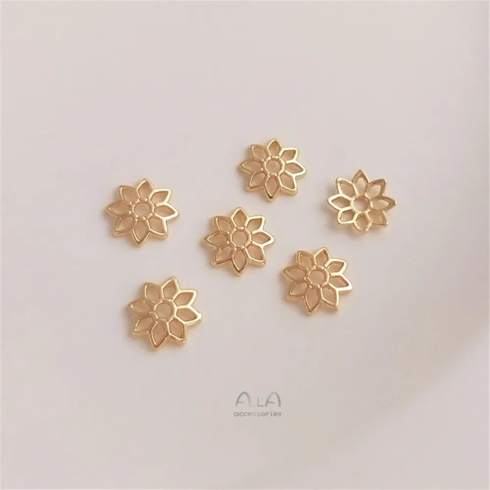 

14K Gold Plated Six star small Daisy flower holder hollow flower cap bead holder separated bead piece DIY accessories