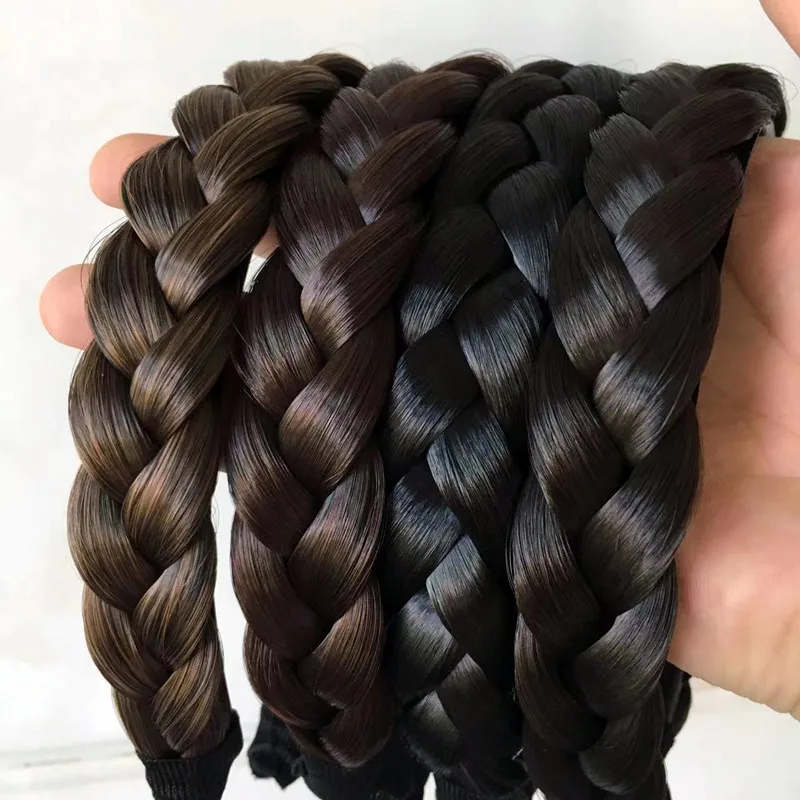 Parrucca larga sintetica da donna fasce per capelli intrecciate con torsione trecce di moda fascia per capelli naturale fascia per capelli