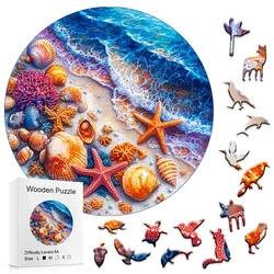 Wooden Puzzles for Adults, Wood Adult Puzzles, Birthday Gifts for Puzzle Lover, Wooden Jigsaw Puzzle Beautiful beach shells
