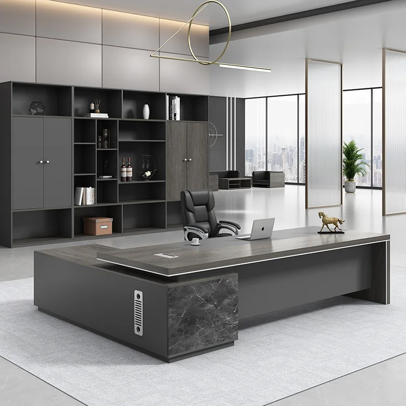 Simple President's Desk Single Boss Desk Light Luxury Supervisor Manager Desk Full Office and Chair Combination