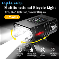 Bicycle Light Bike Headlight Rechargeable T6 LED Bicycle Front Lamp Waterproof MTB Flashlight Night Cycling Bike Accessories