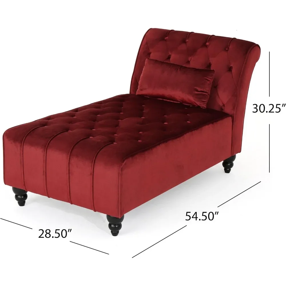 Rubie Velvet Chaise, Garnet 54.5D x 28.5W x 30.25H in