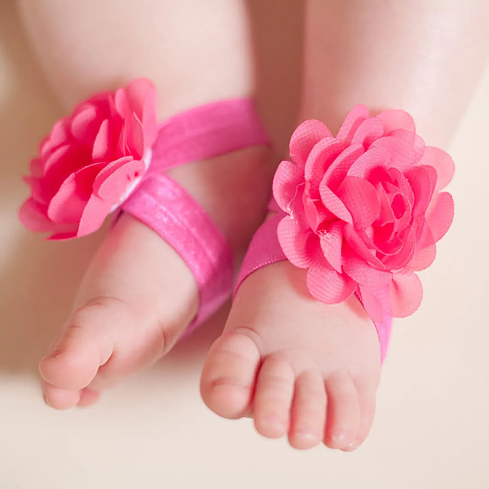 Fashion 2pcs/pair Boutique Chiffon Flower Newborn Toddler Barefoot Sandals Baby Girls Foot Cover Photo Props Kids Accessories