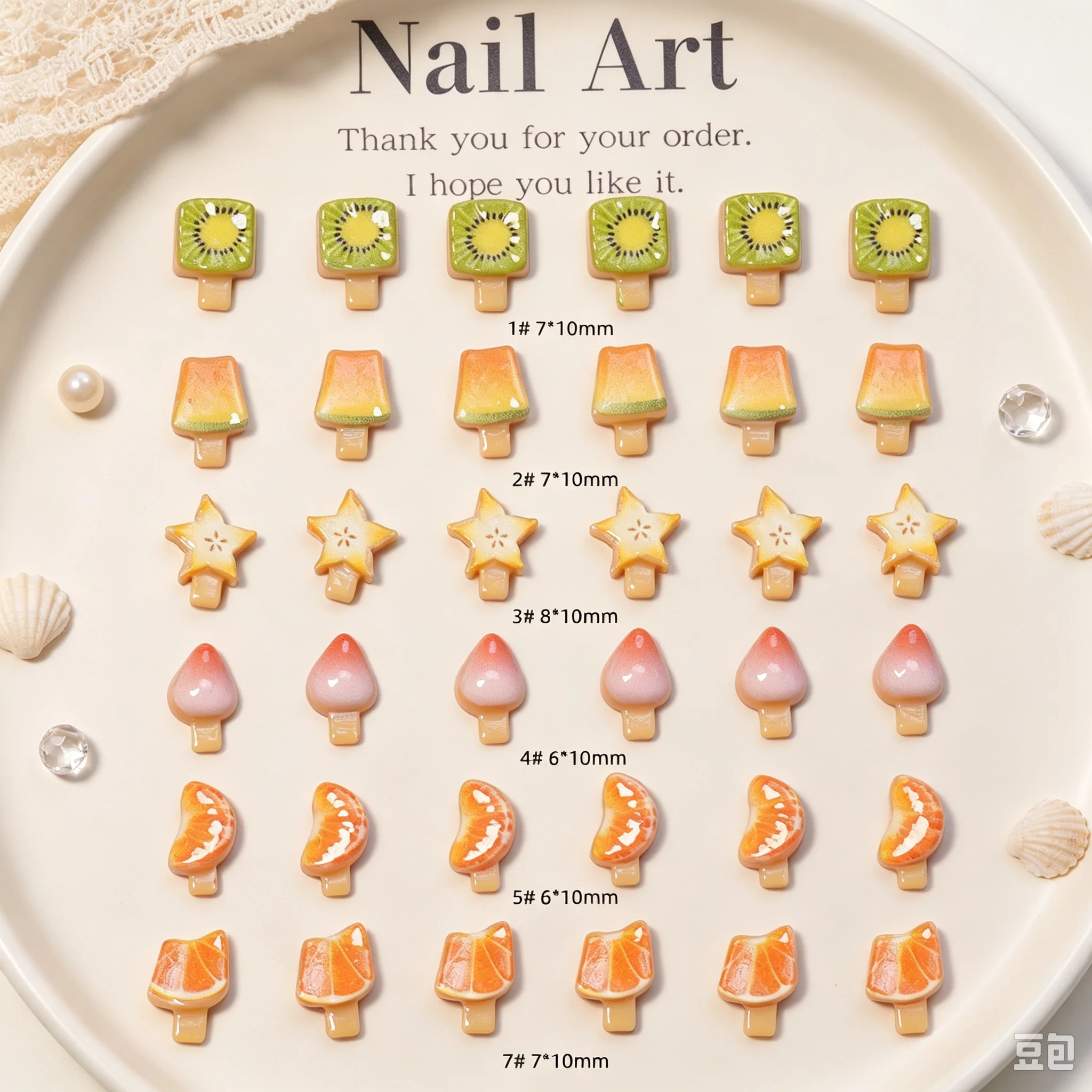 50pcs Orange Fruit Popsicle 3D - đánh giá và giá Nail Art Orange