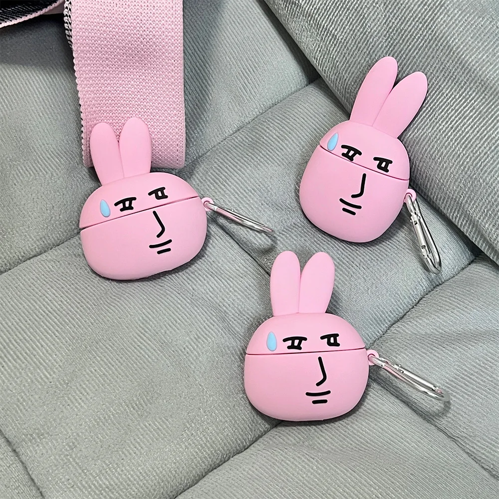 3D Cartoon Funny Pink Bunny for AirPods 1 2 3 4 Case AirPods Pro 2 Case IPhone Earphone Accessories Air Pod Silicone Soft Cover