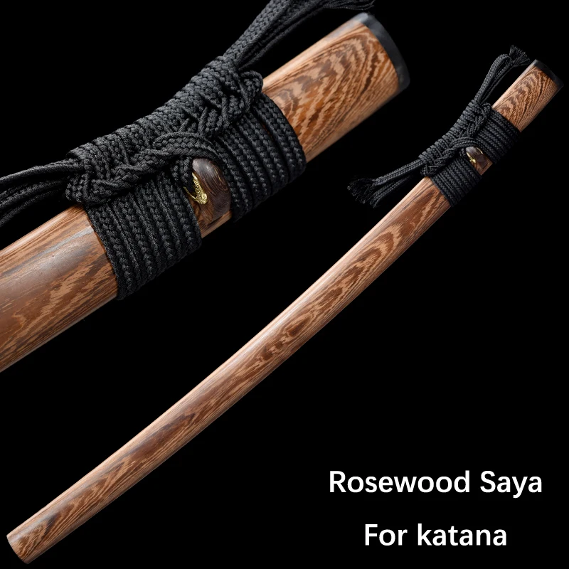 

Natural Rosewood Saya Scabbard Sheath for Real Japanese Samurai Sword Katana with Black Silk Sageo