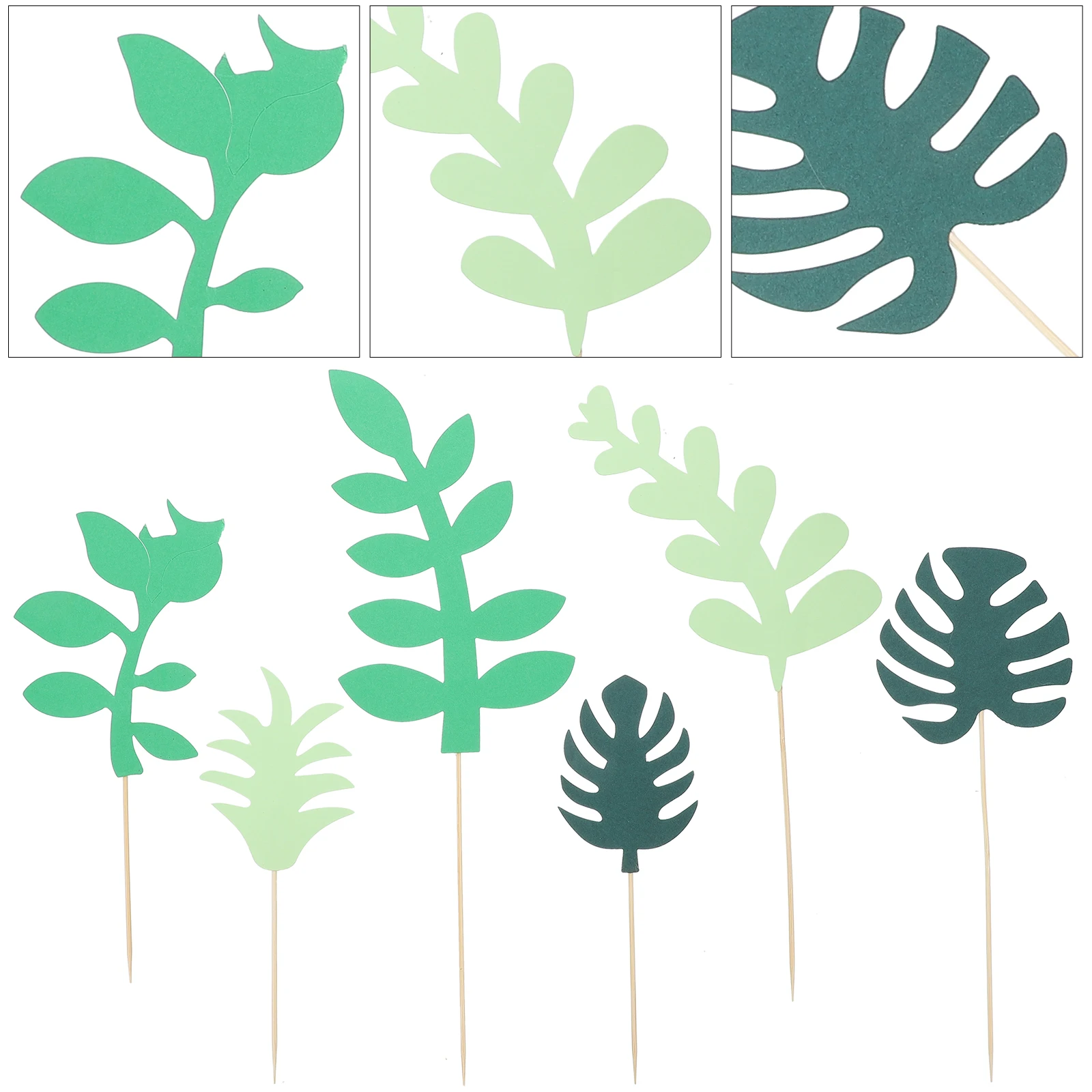

24pcs Green Leaf Inserts Tropical Leaf Cake Decor Natural Greenery Cake Topper For Wedding Birthday Party Cupcake Donut Fruit