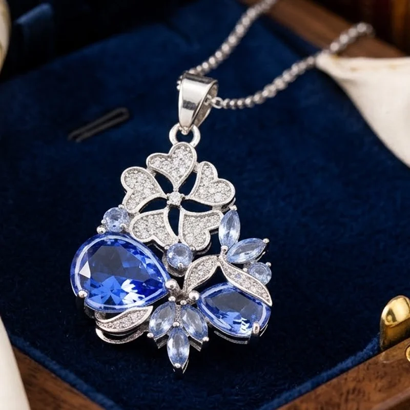 Buy 5 Get 1 Free Free 39x23mm Fancy Tourmaline Citrine Peridot Violet Tanzanite Rich Blue Aquamarine Daily Wear Silver Pendant