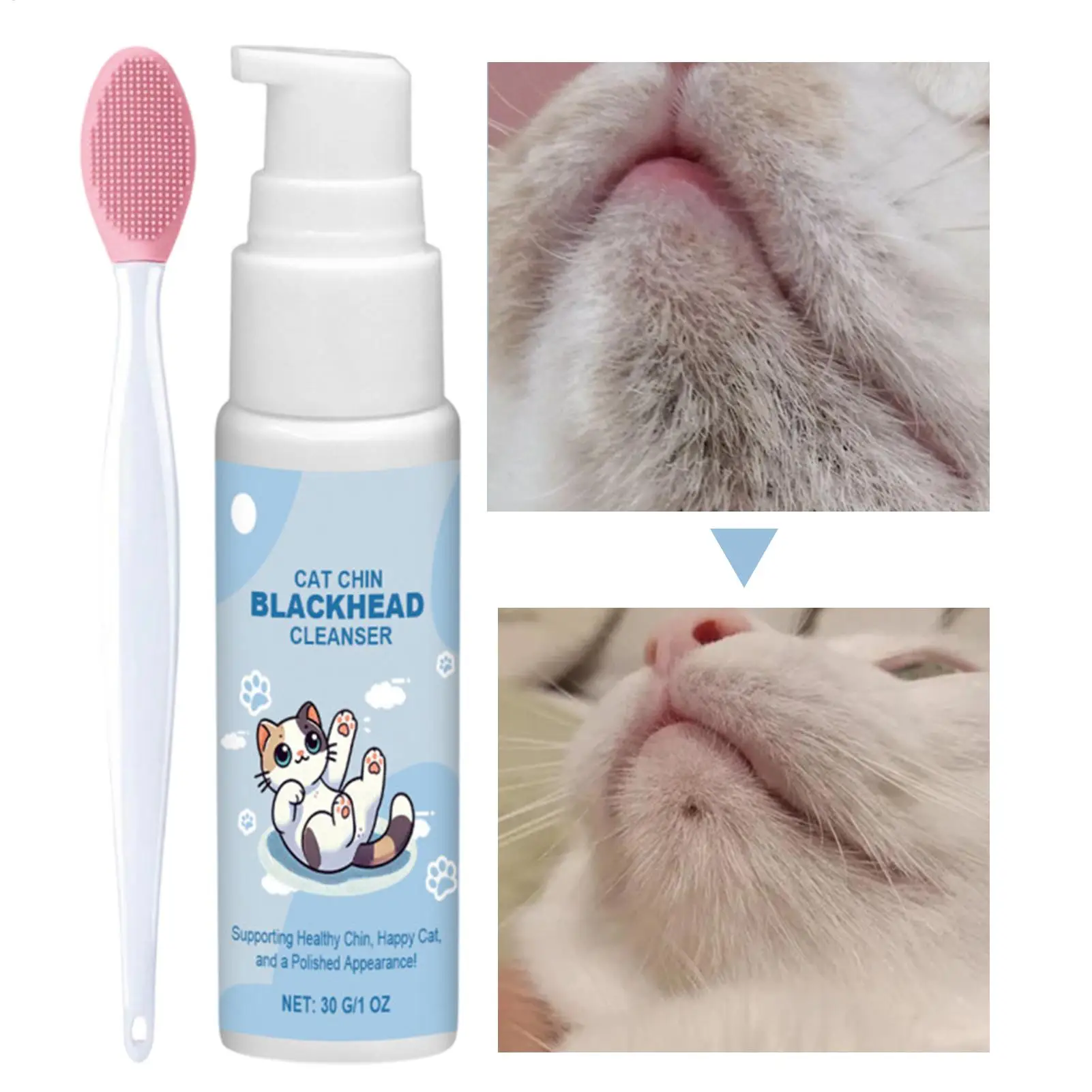 Cat Chin Cleaner 30g Blackhead Cleaning Lotion Pet Chin Acne Care Brush Dog Cat Grooming Supplies Tooth Stain Remover Pets Dogs