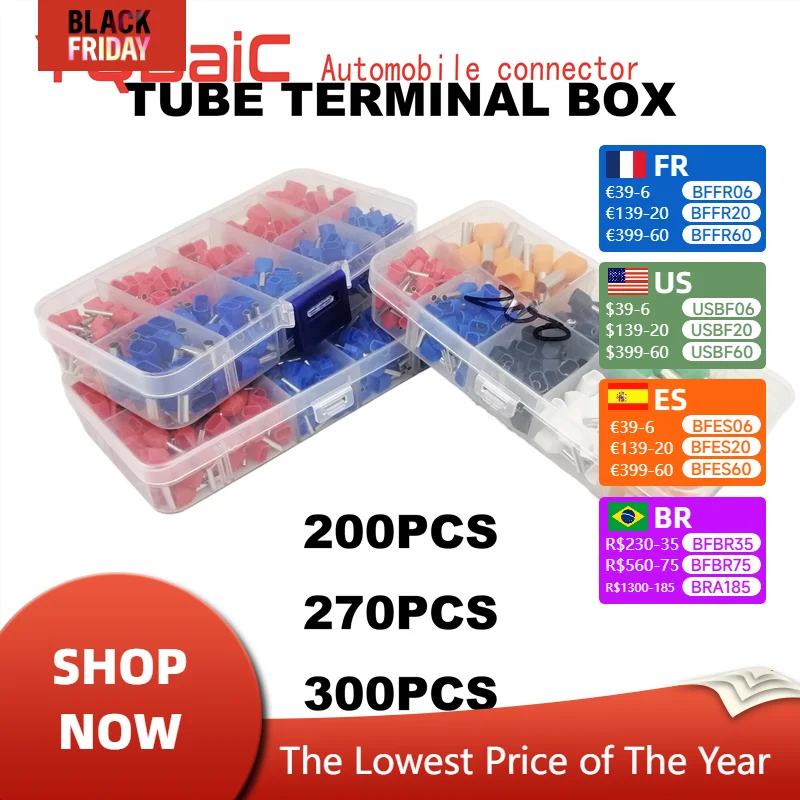 Tube Ferrule Terminal Various Box-packed Electrical Tubular Terminal Insulated Dual Wire Connector Crimping Terminals Kit Set