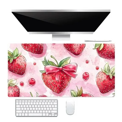 Sweet Fruit Red Strawberry Pink Mouse Pad Large Rubber Anti-slip Desk Accessories Mousepad for Office & Gamer Keyboard Decor Mat