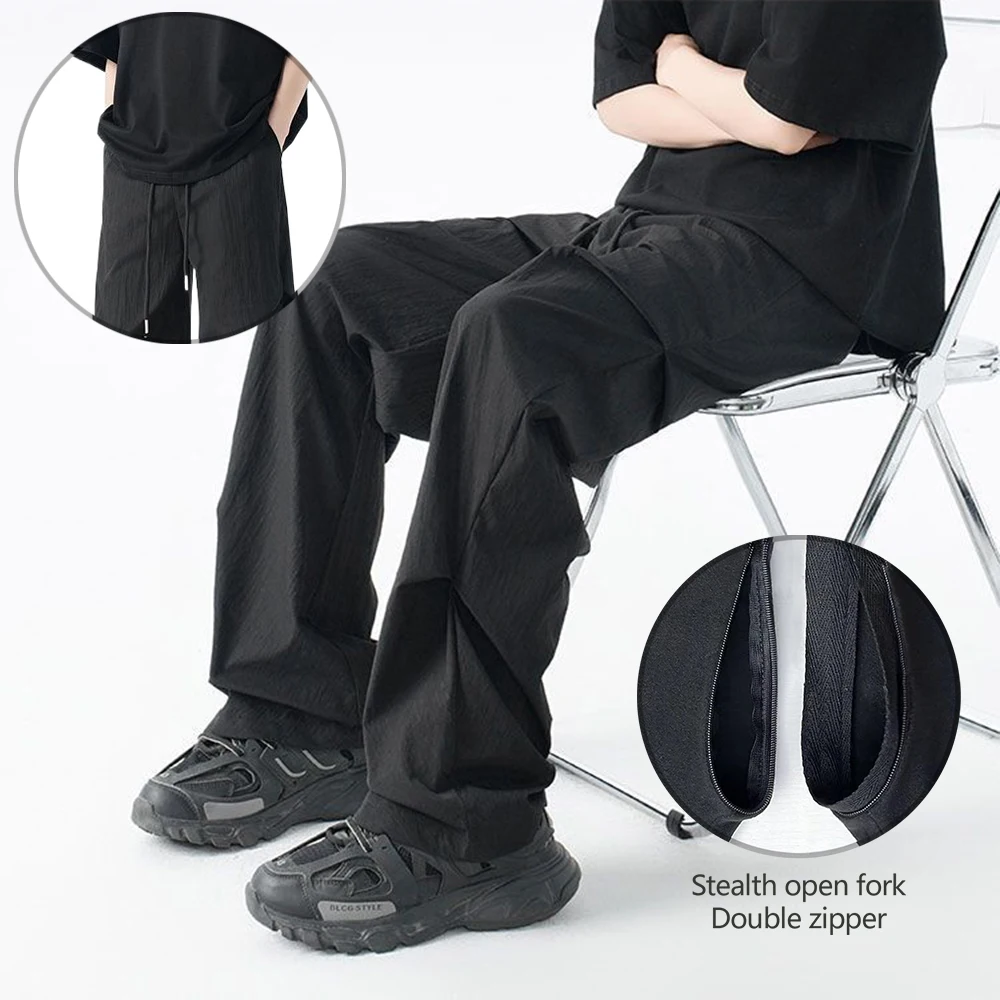 

Невидимые открытые промежности, крутые повседневные брюки для секса на открытом воздухе, мужские и женские брюки десантника, летние свободные быстросохнущие брюки для штормы, тонкие