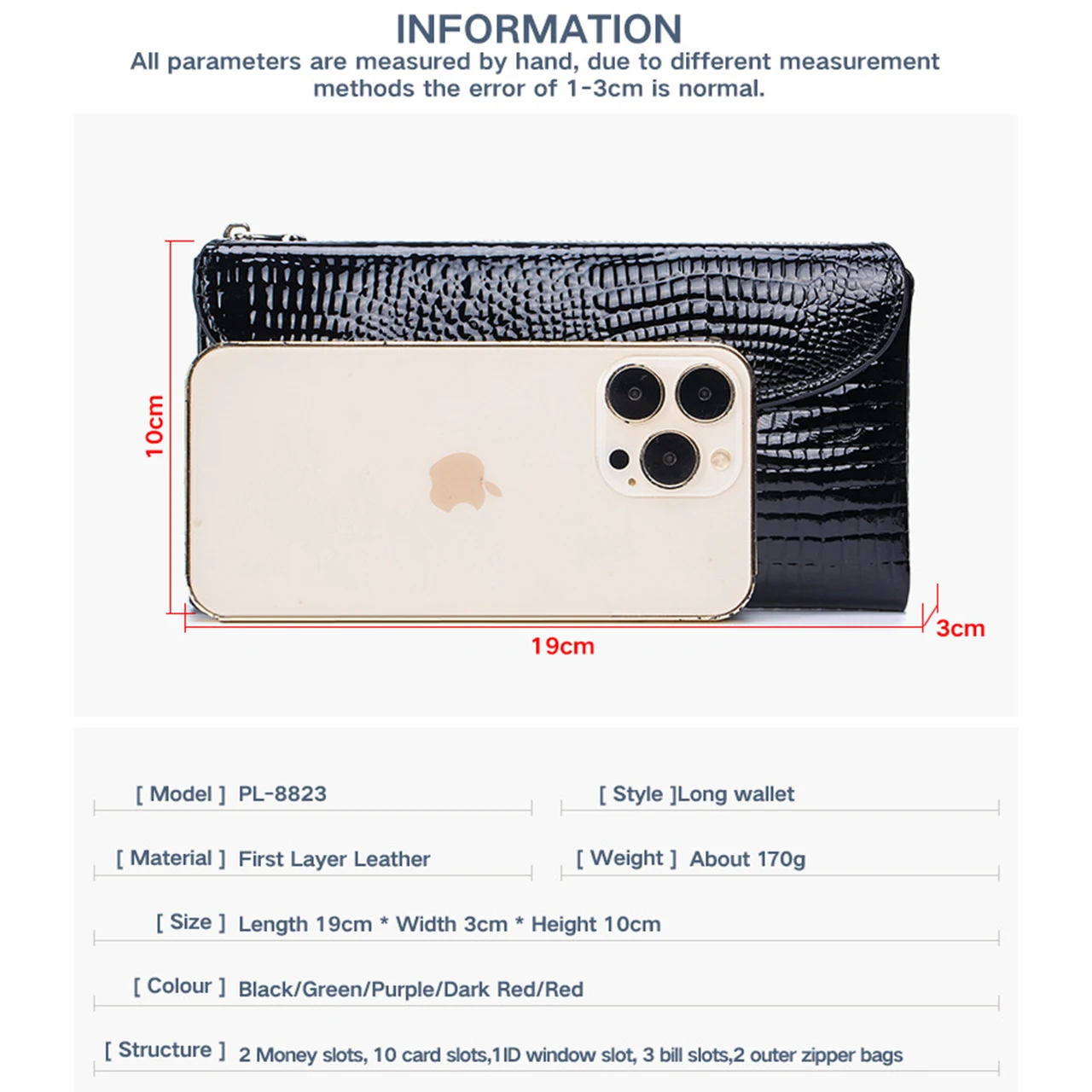 Luxury Women's Genuine Leather Wallet Crocodile Pattern Patent Clutch Coin Purse Designer High Quality Fashion Luxury designer