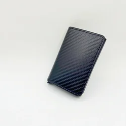 Fashion Men Wallet Holder PU Purse Carbon Fiber Anti-theft Credit Card Package Metal Cards Box