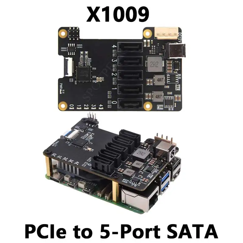 

X1009 Raspberry Pi 5 PCIe To 5-Port SATA SATA3.0 (NOT BOOT From SATA)