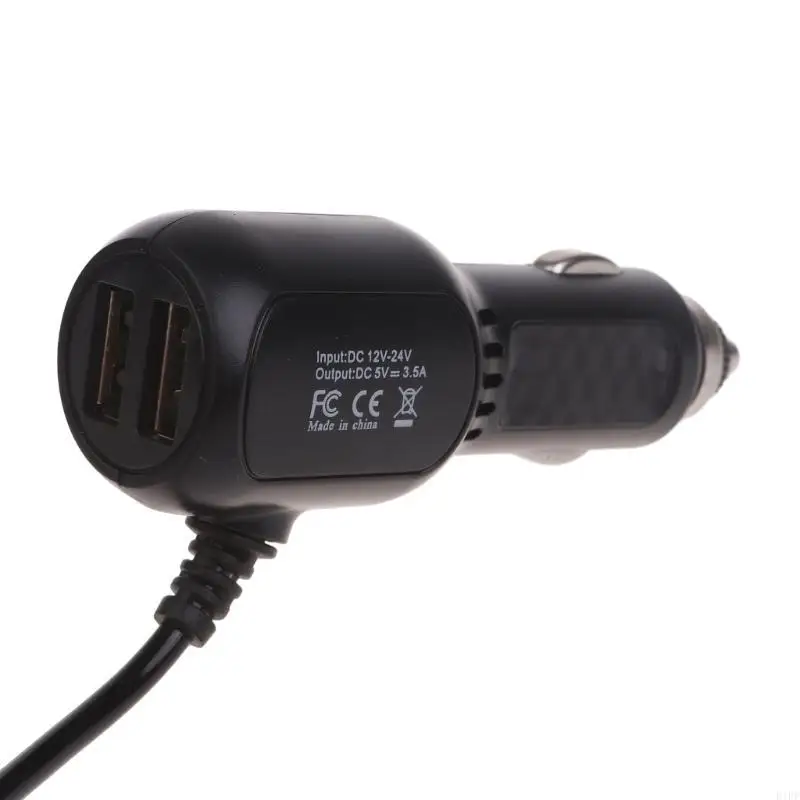 E1PF Super Fast Car 3Port Vehicle Power Charging Cable Cord 2xUSB+1xMini USB