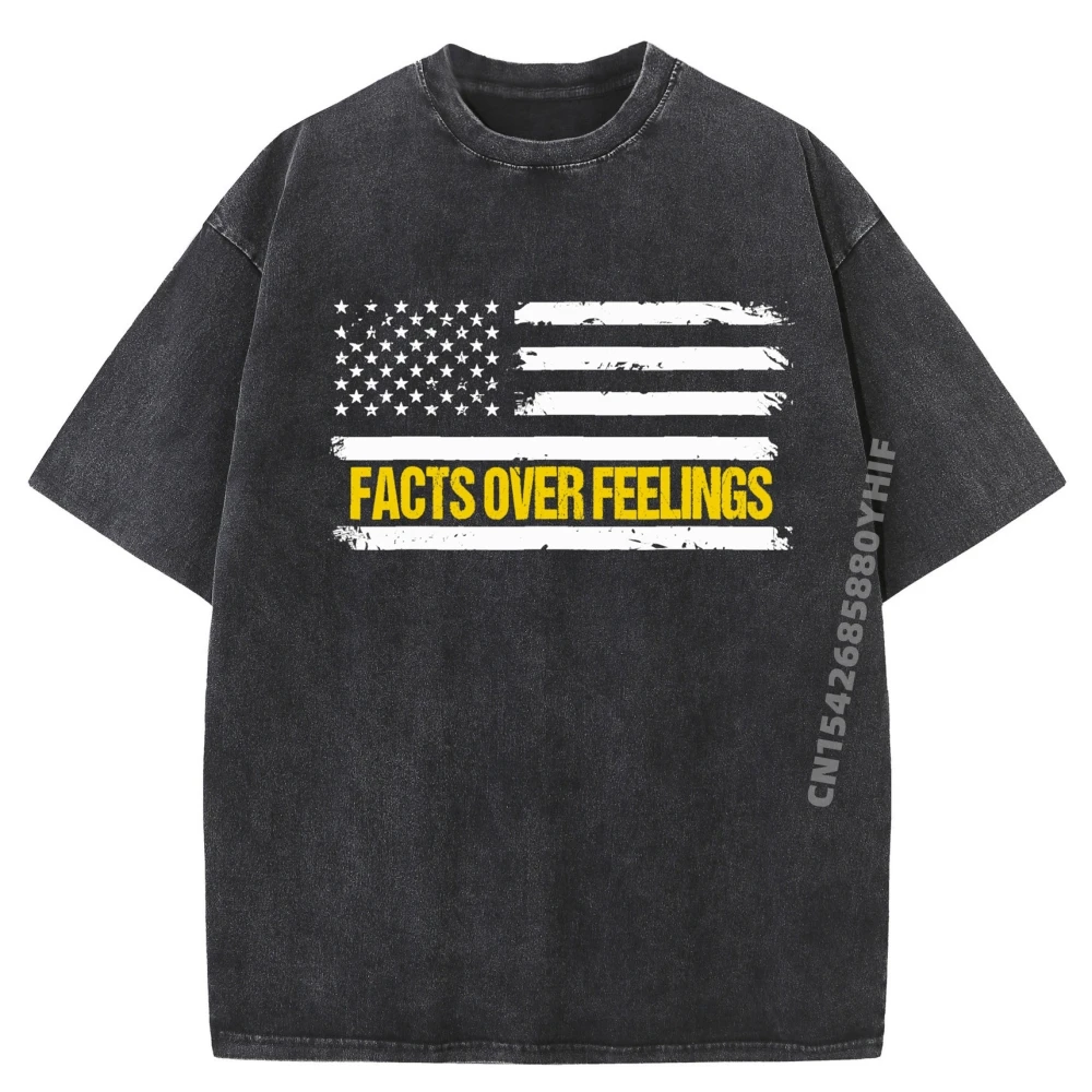 

Republican Facts Over Feelings For Conservatives T Shirts For Men Graphic Tees Mens Retro Washed Tshirt