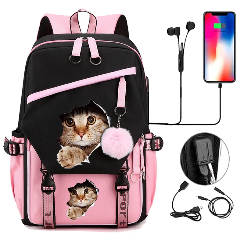 

Рюкзак «Снова в школу» для девочек и мальчиков, детский рюкзак-подростков, повседневные модные USB-школьные сумки, дорожные рюкзаки Mochila