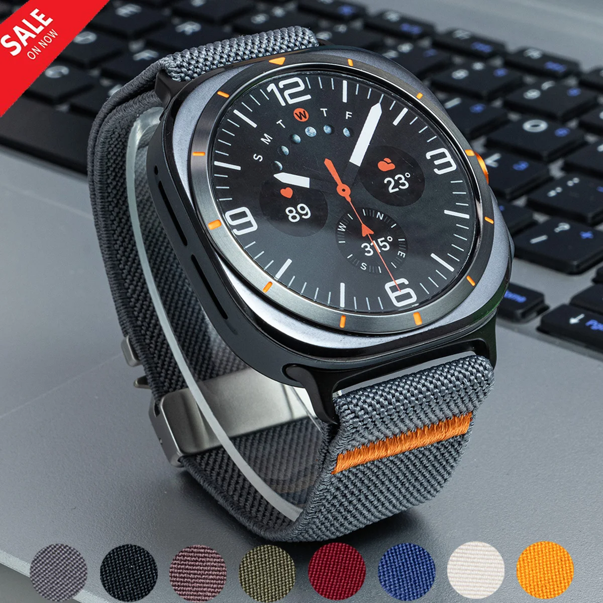 Nylonarmband für Samsung Galaxy Watch Ultra 47 mm, keine Lücken, geflochtenes elastisches Schlaufenband, Armband für Galaxy Watch Ultra 47 mm Armband