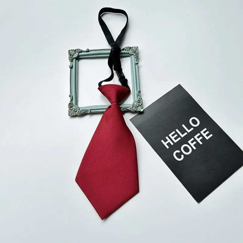 College Style Solid Color Short Tie for Girls and Boys Handsome Personalized Trendy Short Style Small Tie Shirt Decorative Tie image 5