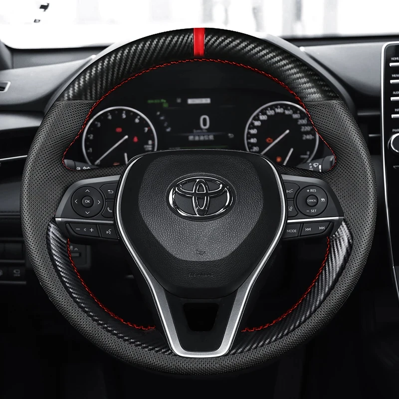 

Hand-Stitched Genuine Leather Steering Wheel Cover For Toyota Avalon Camry Crown 2018-2019 Corolla 2018-2020 Car Accessories