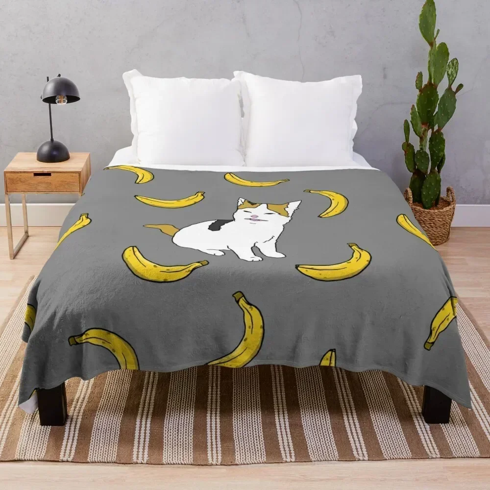 

Cat no like banana Throw Blanket Bed linens Single Winter beds Blankets Softest halloween Luxury Brand Hair Blankets