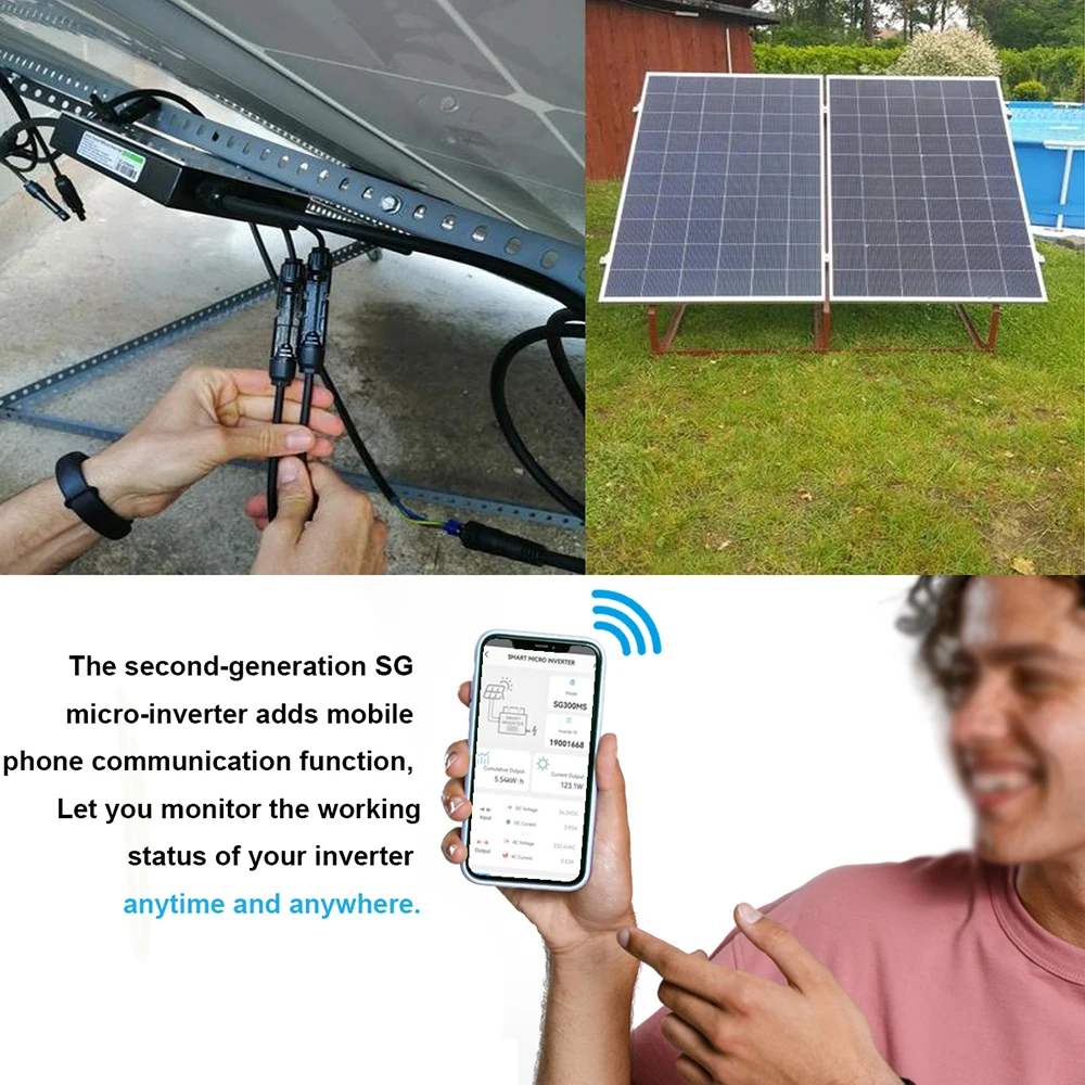 Y&H 800/1KW MPPT Grid Tie Micro Solar Inverter 30-60VDC Solar Panel Input, with WiFi IP65 Output 120V/230V Home Grid Solar Power