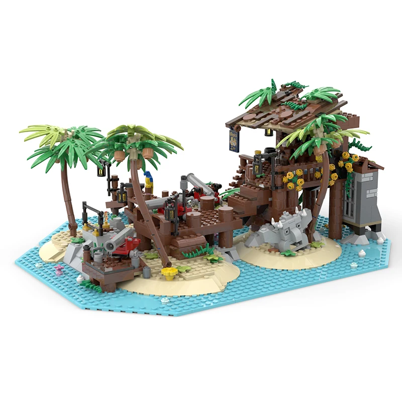 New 878PCS medieval Pirate Series Pirate Island Cabin model DIY creative ideas child Toy birthday Gift building blocks MOC-21322