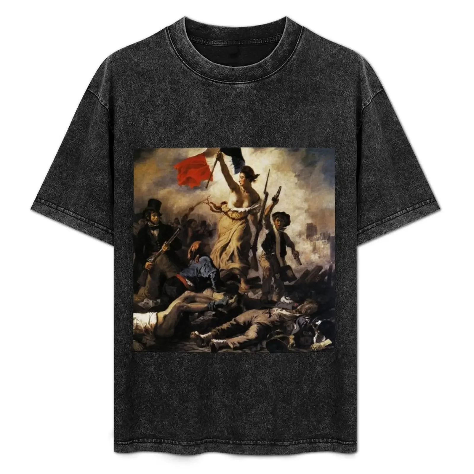 

Liberty leading the people painting by Delacroix famous masterpieces T-Shirt Work Style Casual T-Shirt