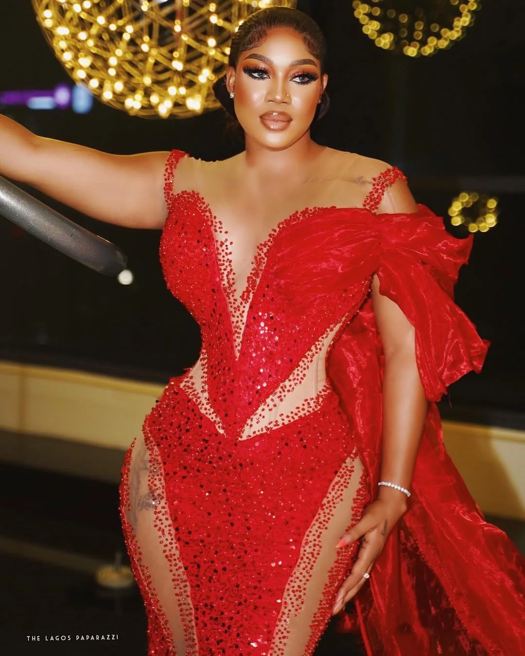 Luxury Sequins Overlay Mermaid vestido de fiesta Plus Size Prom Gowns Evening Dresses Custom Made Tulle See Through Dress