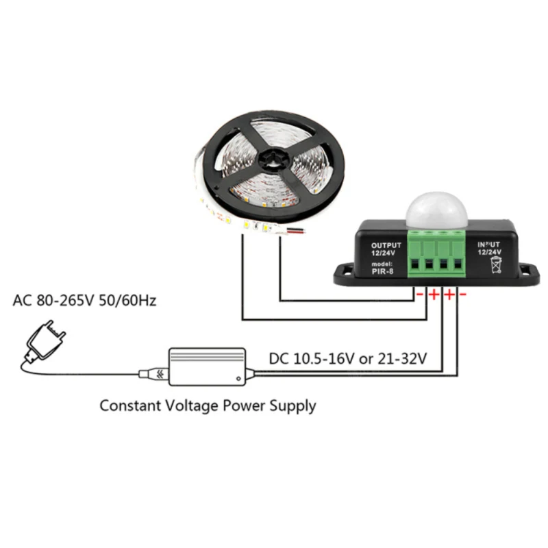 Imagem -02 - Luz Noturna de Indução com Controlador Delay Time Lâmpada Infravermelha do Corpo Humano Baixa Tensão Sensor Mini Pir Casa Inteligente Automática