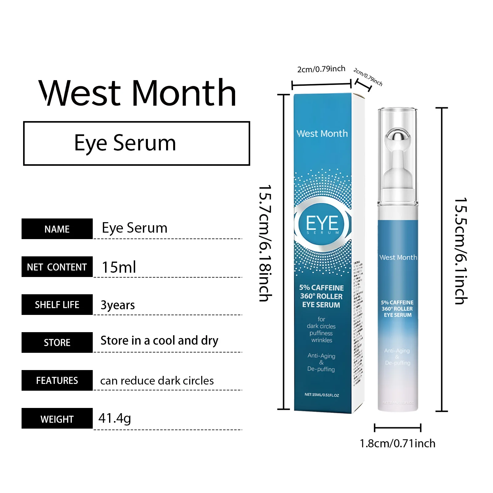 WEST MONTH Soro para os olhos Creme para aliviar o embotamento Hidratação de longa duração Fácil absorção Macio Refrescante Confortável