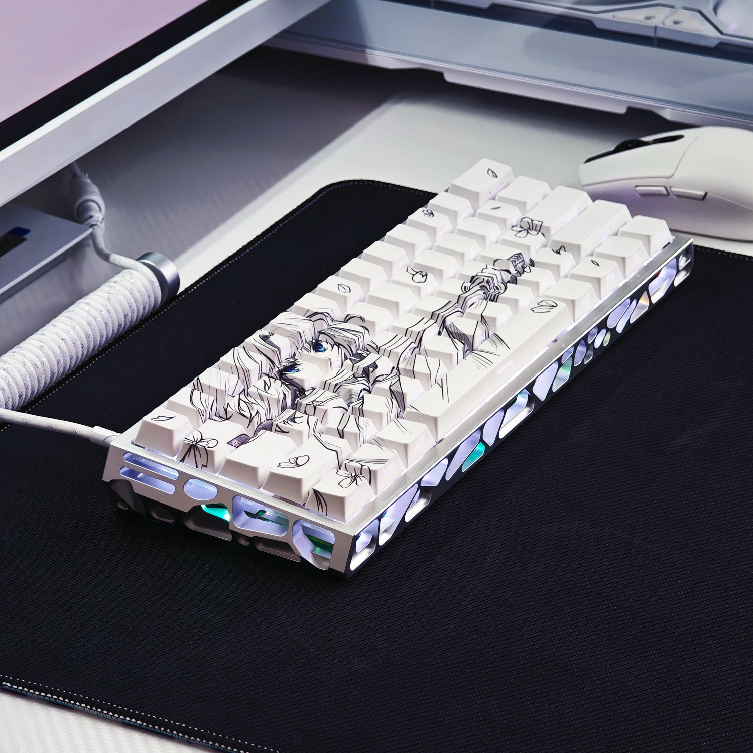 98 teclas Fate EXTRA Keycaps Chreey Height PBT Gravura 2d Animação Tampas de chave personalizadas para teclados mecânicos Wooting Made68