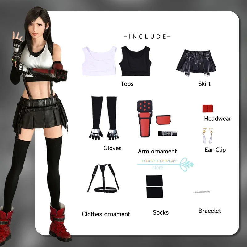 FF VII Tifa przebranie na karnawał gra przebranie na karnawał Tifa Lockhart Anime do odgrywania ról garnitury na imprezę Halloween