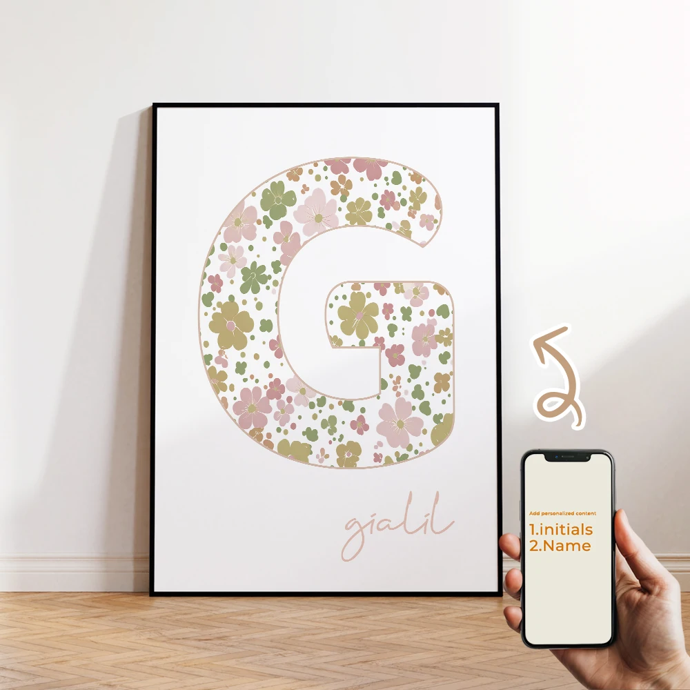 

1Pcs Customize Personalized Fresh Flower Names Wall Art Prints Canvas Painting Poster Picture For Living Room Home Decor