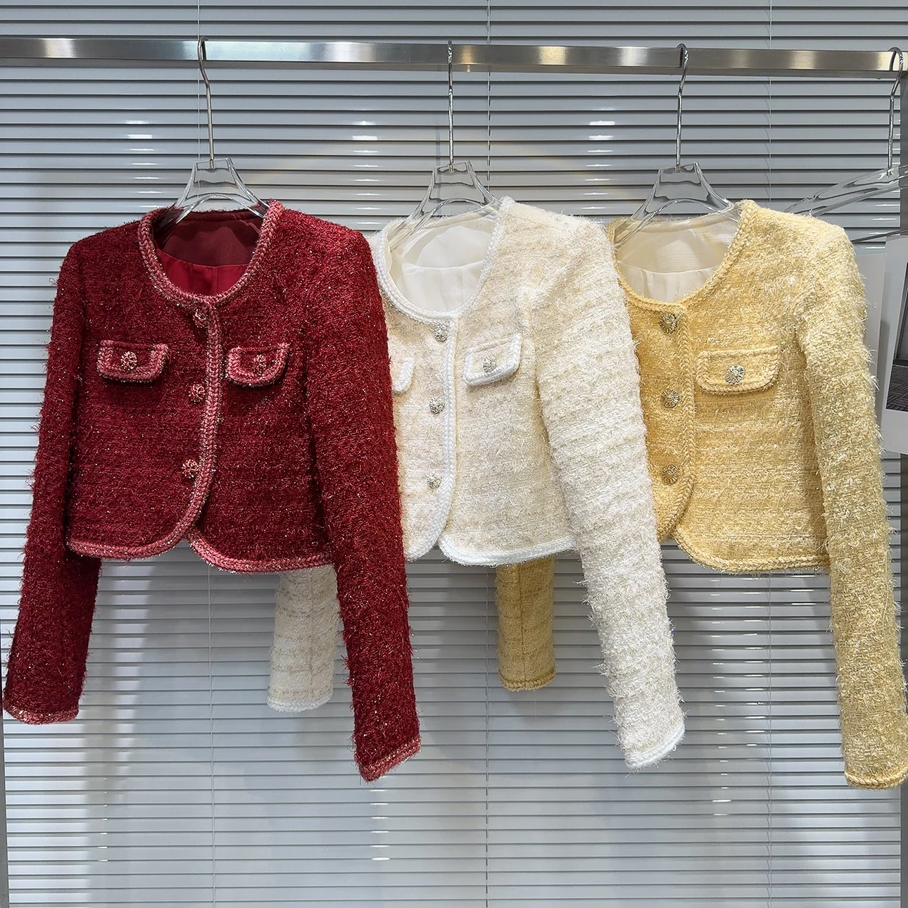 2025 Herbst neue ort helle Seide verdickte Wolloberbekleidung Damen Faion Knit Coquetti Sle runder Ne-Mantel