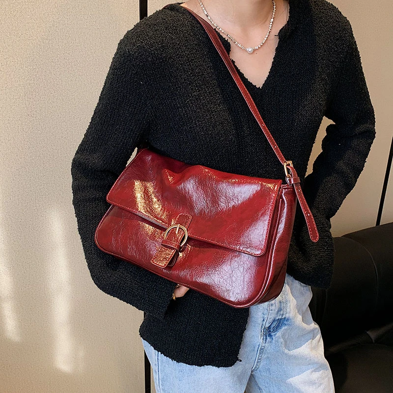 PU Shoulder Bags Hasp Women\'s Bags on Sale 2024High Quality Solid Handbag Sewing Thread Fashion Small Square Bag Bolsas De Ombro