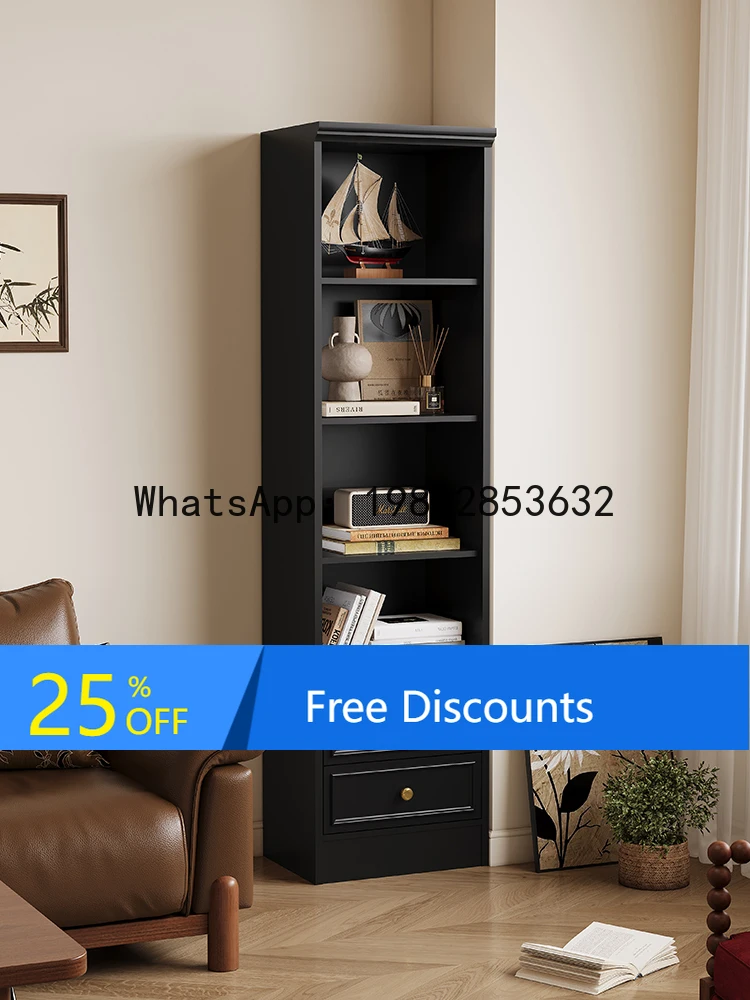 

YFY French Retro Style Solid Wood Display Home Floor-standing Black for Small and Large Living Room Side Display Cabinet
