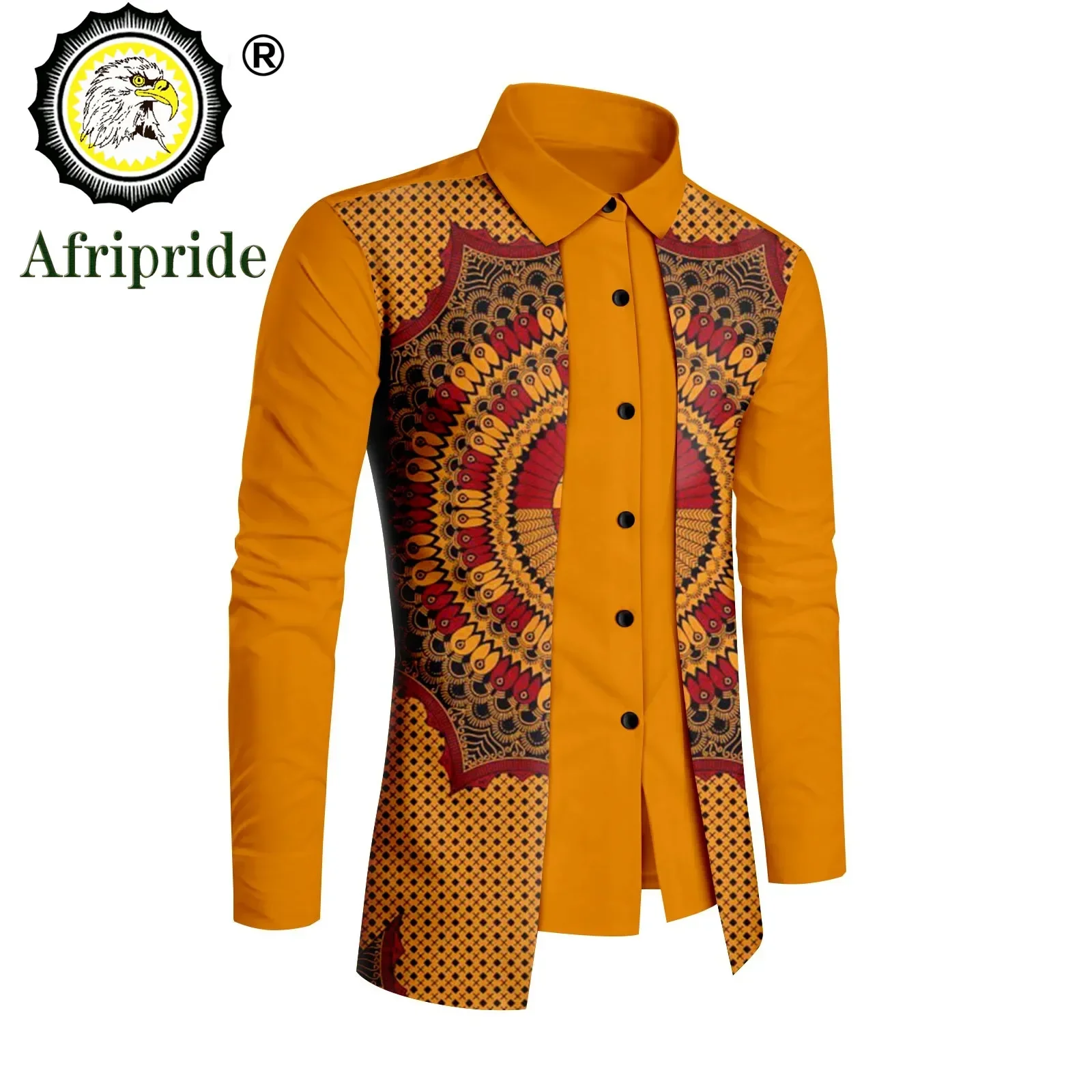 African Print Shirts for Men Full Sleeve Stand Neck Single Breasted Dashiki Tops Ankara Formal Men Shirt Slim Fit A2212011