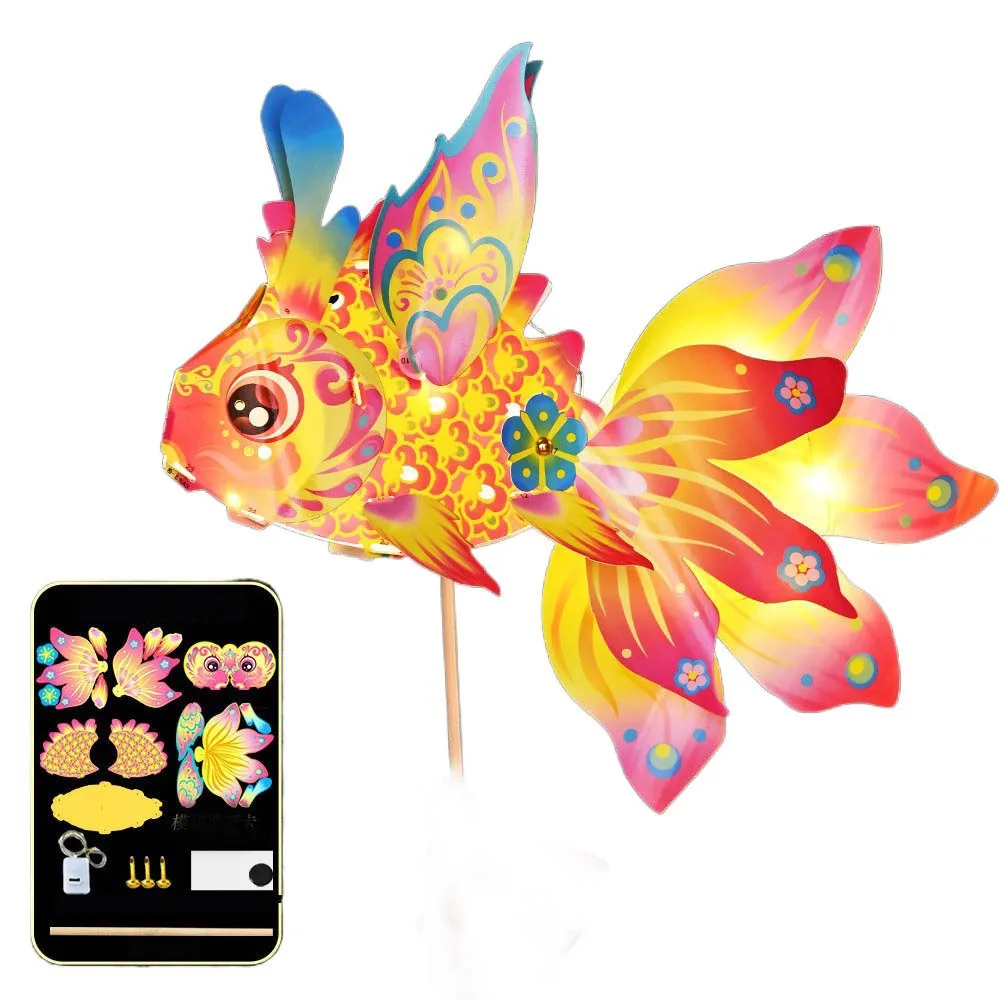 

Рыбовидный фонарь для Праздника середины осени, ручной работы, приносящий удачу, портативный, нематериальное культурное наследие