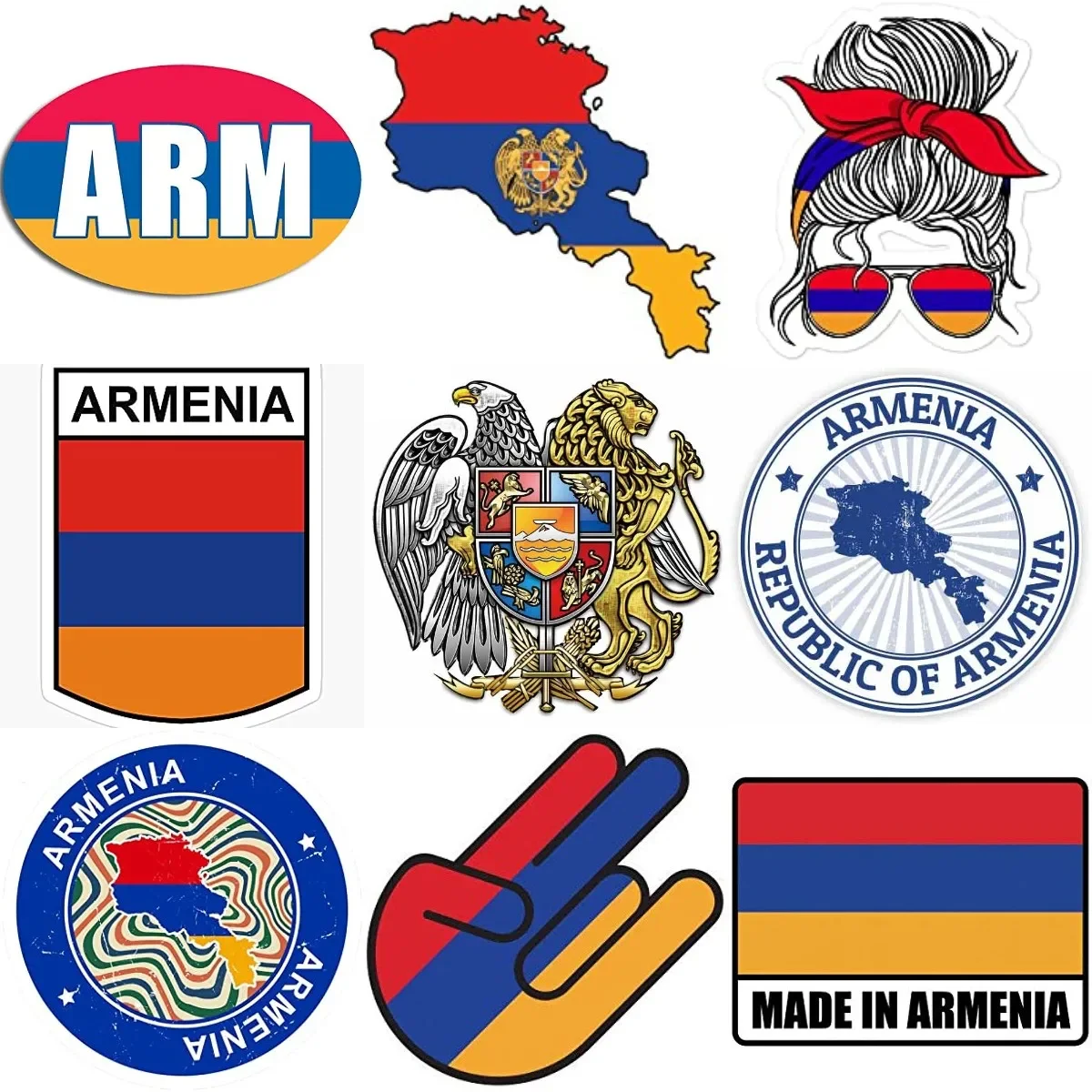 

ARM Armenia Flag Map National Emblem Creative PVC Stickers for Decorate Wall Room Truck Window Camper Car Bicycle Off-road