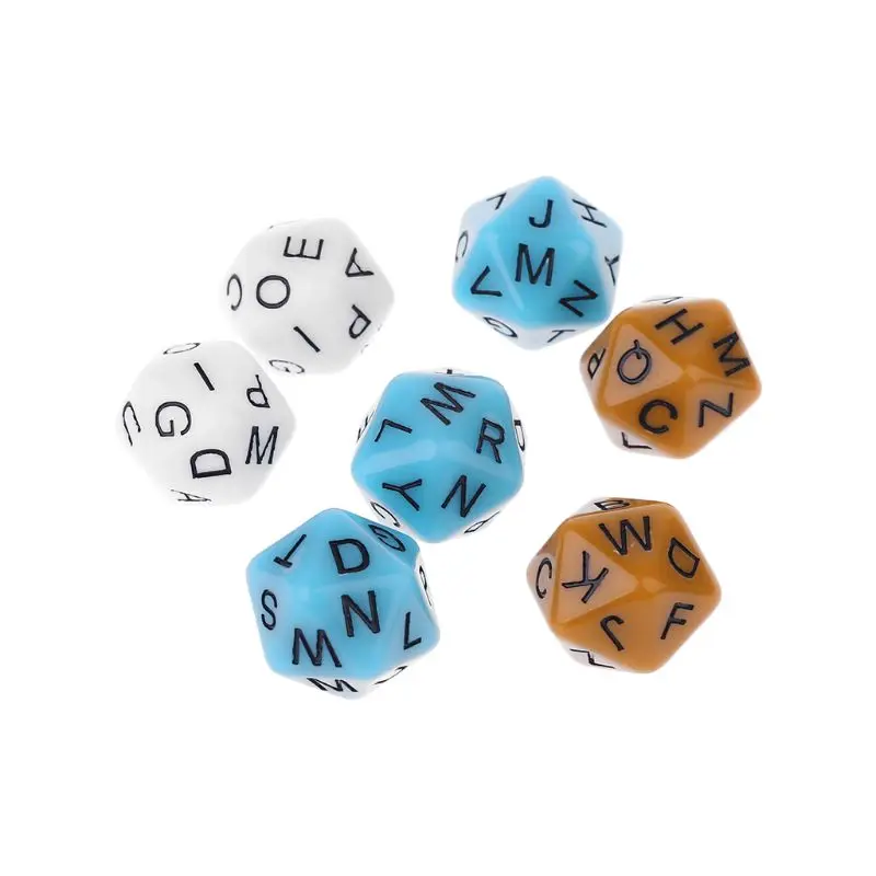 7pcs/set 20-Sided D20 English Alphabet Letters Dials Board Game Accessories For