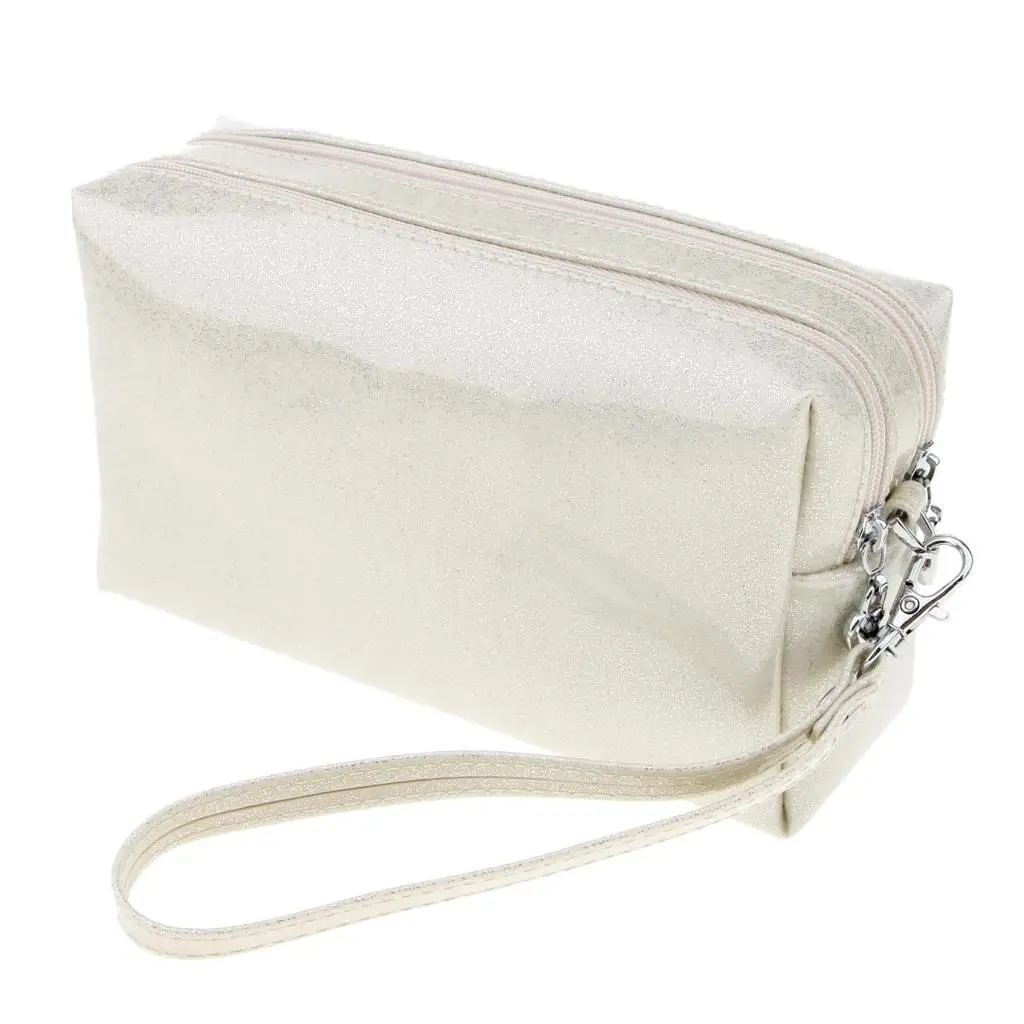 1 piece Waterproof PU Make , Portable Multifunctional Cosmetic Bag for Women Girls, Zipper Pouch, 2 Layer