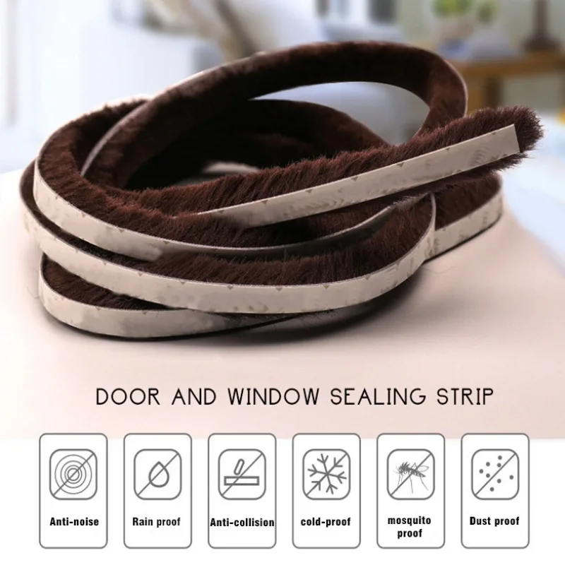 5M Door Window Sealing Strip Soundproof Brush Seal Card Slot Weather Stripping Burlete Puerta Acoustique Window Gap Foam Filler