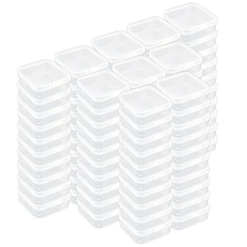 

100 Pack Storage Containers Box Clear Plastic Storage Containers Case With Lids For Small Items(1.77X1.77X0.8Inch)